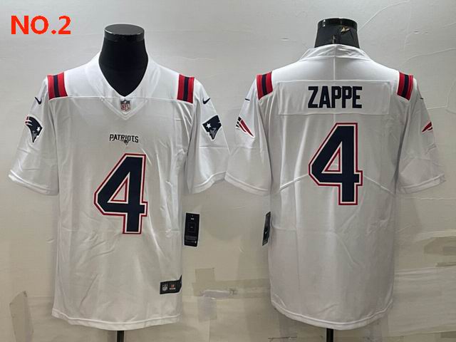 Men's New England Patriots #4 Bailey Zappe Jersey NO.2;